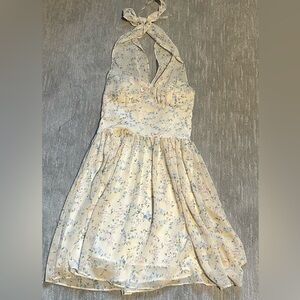 Cream Floral Halter Top Dress
